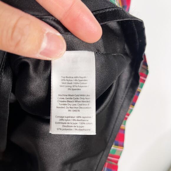 Vineyard Vines Girls Large 14 Black Red Tartan Plaid Short Sleeve Dress Holiday - Picture 8 of 10